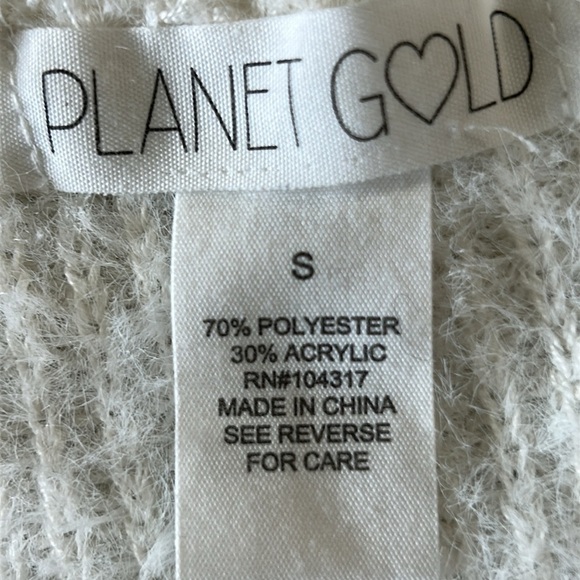PLANET GOLD, V-NECK ,,FRONT DRAWSTRING SWEATER, IVORY COLOR ,SIZE SMALL - Picture 5 of 9